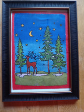 Handarbeit Wald Hirsch Sterne