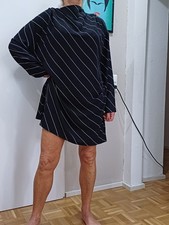 Minikleid Kleid lang schwarz weiß Streifen Gr. XXL 50 Reißverschluss Party 