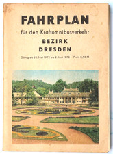 Fahrplan Kraftomnibusverkehr Bezirk Dresden 1972/73 mit Übersichtskarte