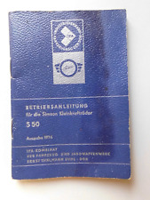 Betriebsanleitung für Simson Kleinkrafträder S 50 Ausgabe 1974 IFA