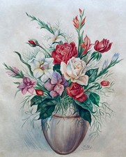 Aquarell. Rosen in Vase, Sign