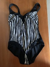 Charmline Badeanzug 38 B Schwarz Weiß Stützend Zebra