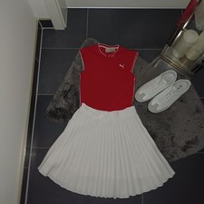 Neu sportset 34 36 Puma Sportshirt Retro-Look pliseerock weiß Golf Tennis outfit