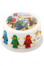 Essbarer Tortenaufleger Ninjago Rund Ø 20 cm + 4 Figuren Fondantpapier