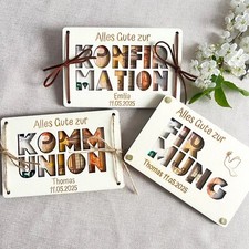 Kommunion Geldgeschenk Karte aus Holz – Geschenk zur Konfirmation und Firmung