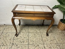 Beistelltisch Chippendale mit Wiener Geflecht  Fliese Tisch aus Porzellanfliese