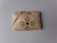 altes Nadelmäppchen Nadelkissen Handarbeit Stoff Karton Stickerei