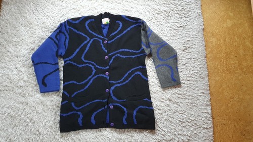Schwarz blaue strickjacke - strickjacke, mit