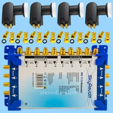 SAT-Multischalter 17/8 + 4x Quattro LNB 0,1dB Set  = 4 Satelliten für 8 Receiver
