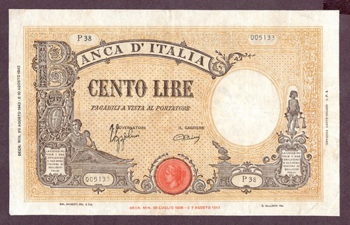 Italien 100 lire banknote - banknote, 1943