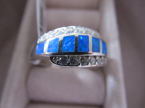 Simulierter blauer opal ring - simulierter,