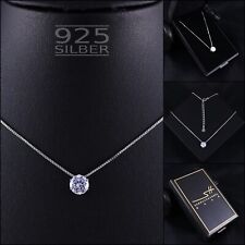 Zirkonia Halskette 925 Sterling Silber Kette Damen + Etui, Weihnachtsgeschenk