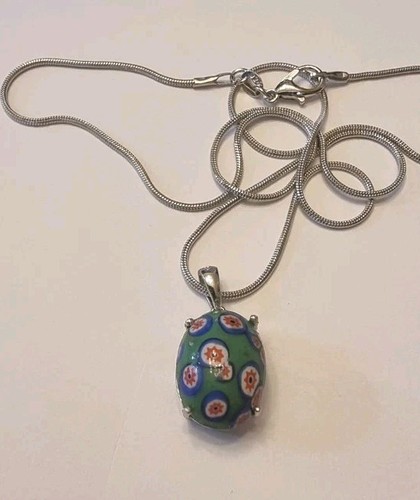 Silber millefiori cabochon - silber,