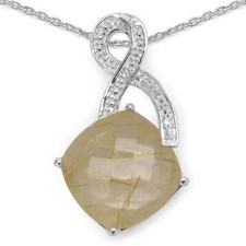 Seltener 8,82 Carat goldener Rutilquarz, Weisstopas, Topas Anhänger,925 Silber