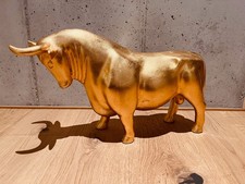 Art in the City Skulptur BULLE groß für  Schreibtisch / Börse Gold 4,2 kg 56 cm
