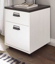 Rollcontainer in weiß Pinie und anthrazit Landhaus Schreibtisch Container Stove