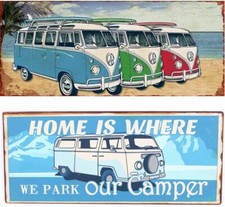 Blechschild "Surfing/Camper" VW Bulli T1 T2 Surfen Kite Camping 13x30cm neu