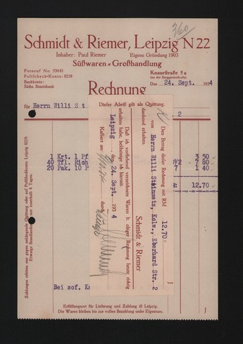 Leipzig rechnung 1934 - leipzig,,