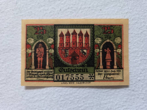 Notgeld 1921 stadt - zerbst, in