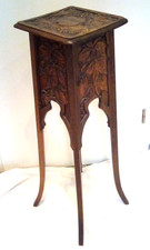 tolle floral geschnitzte hohe Jugendstil Blumen Etagere um 1900 Höhe 86,5 cm