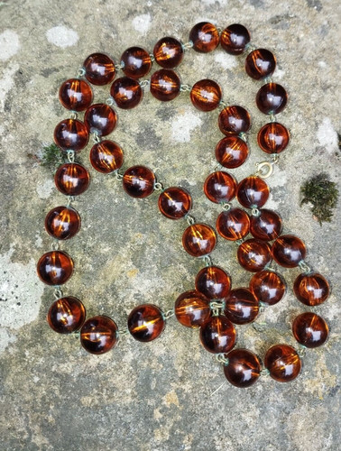 Amber perlenkette 70er - amber, honig