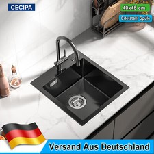 Küchenspüle Edelstahl Einbauspüle Spülbecken Rechteck mit Ablaufgarnitur 40X45cm