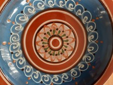 Teller mit Muster Dekoration Durchmesser ca. 24 cm Ton Keramik