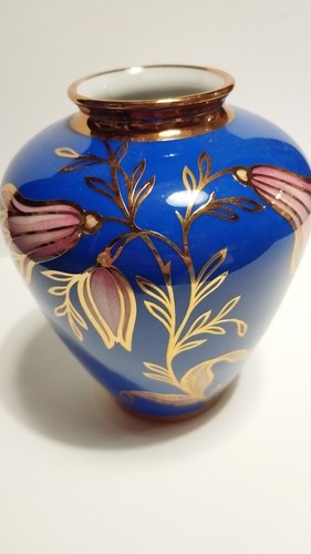 Porzellanvase blau gold - porzellanvase, blau-gold