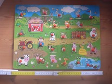 Kinder Holz Steckpuzzle, Bauernhof, Tiere