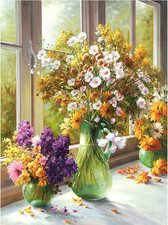 Cukol Kreuzstich Stickpackungen Vorgedruckt Set Erwachsene, Blume Stickvorlagen 