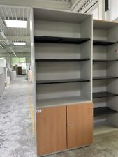 Steelcase Aktenschrank-Regal-Kombination 6 Ordnerhöhen Buche grau