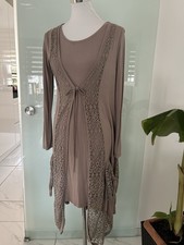 3 Teile Damen Kleid Oberteil Tunika Set mit Details Baumwolle Gr:M Zipfel