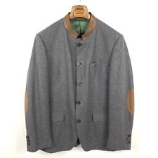 Habsburg Janker Jonathan Herren Gr 52 Grau Braun Wolle Leder-Besatz Jacke Tracht
