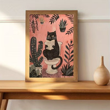 Leinwanddruck katze toilette - leinwanddruck,