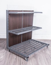 Verkaufsregal 1,38 m rollbar neu Holz anthrazit Kleidung Ladeneinrichtung Wein
