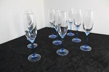 9 Sektgläser Luminarc Veronese Champagnergläser Sektflöten blauer Stiel 80er