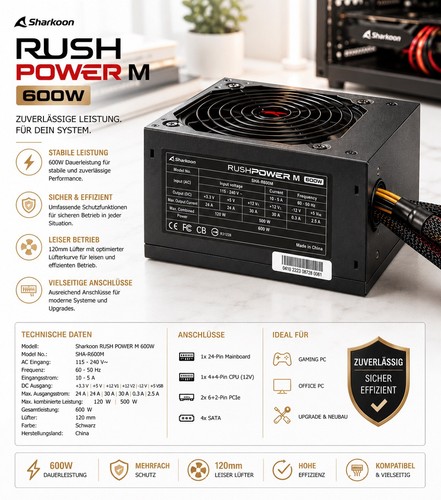 Sharkoon rush power modular - rush,