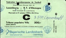 Ticket Länderspiel 31.10.1990 Luxemburg - Deutschland, EM-Qualifikation
