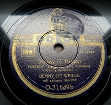 1235/ BENNY DE WEILLE-Schwarze Augen-Mitternacht am Kongo-FOX-78rpm Schellack