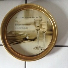 Metall Kellnertablett gummiert Aalborg Jubiläums Akvavit Serviertablett 