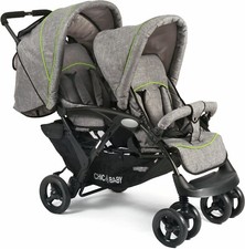 CHIC4BABY Geschwister Kinderwagen DUO jeans grau 56x130x112cm