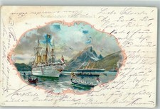 13999732 - Nordlandfahrt Dampfer Ruderboote Aecht Franck m.d. Kaffeemuehle Adel