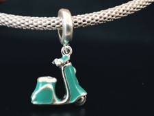 Charm  Roller Silber 925 kompatibel Anhänger Reise Geburtstag Piaccio Vespa blau