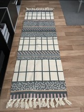 Boho Teppich 60x180cm beige grau geometrisch Vintage Anthrazit