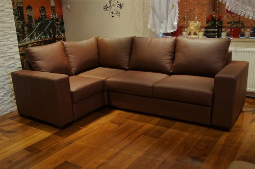Braunes echtleder ecksofa - echtleder,