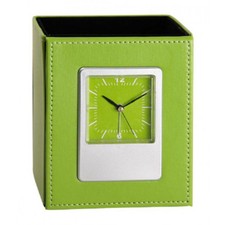 Stifteköcher Stiftehalter mit Elegant Analog Uhr Tischuhr Stifteständer Alarm