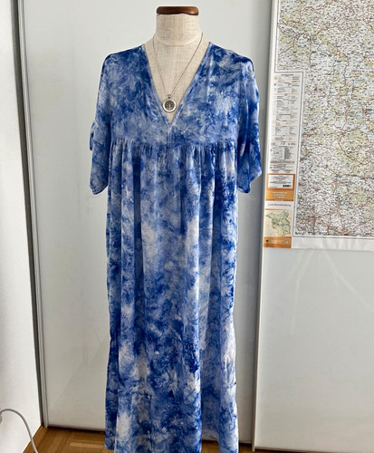 Damen maxikleid batik - batik, blau