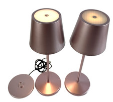 2x QVC LED Tischlampe Akku Dimmbar Tischleuchte Touch 7 Farben IP54 Rose Gold