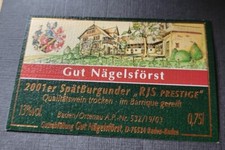 Weinetikett  Spätburgunder  RJS Prestige Gut Nägelsförst 2001 Baden 