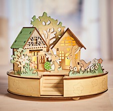 LED Osterhasen Haus mit Deko